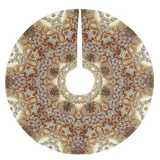 金ゴールド装飾用クリスマスツリースカート ブラッシュドポリエステルツリースカート (正面)