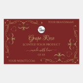 金ゴールド装飾用コーナーの濃い赤の製品ラベルロゴ 長方形シール (正面)