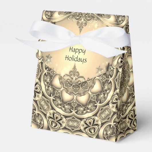 金ゴールド装飾用ホリデーギフトボックス フェイバーボックス (正面サイド)