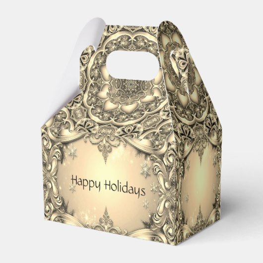 金ゴールド装飾用ホリデーギフトボックス フェイバーボックス (正面サイド)
