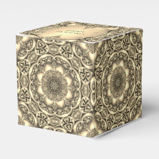 金ゴールド装飾用ホリデーギフトボックス フェイバーボックス (正面サイド)