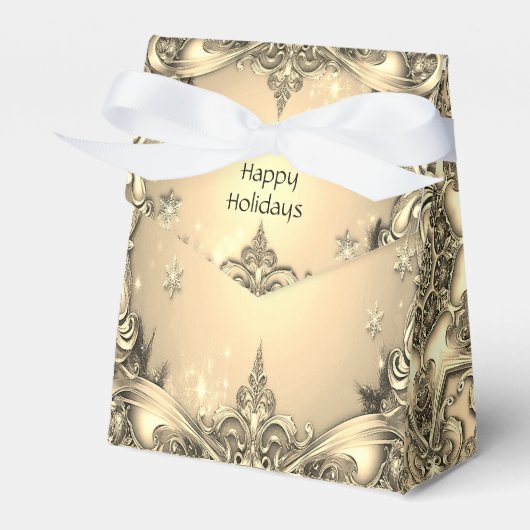 金ゴールド装飾用ホリデーギフトボックス フェイバーボックス (正面サイド)