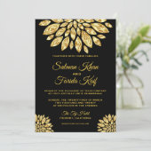 金ゴールド装飾用金属花結婚式招待状 招待状 (スタンド正面)