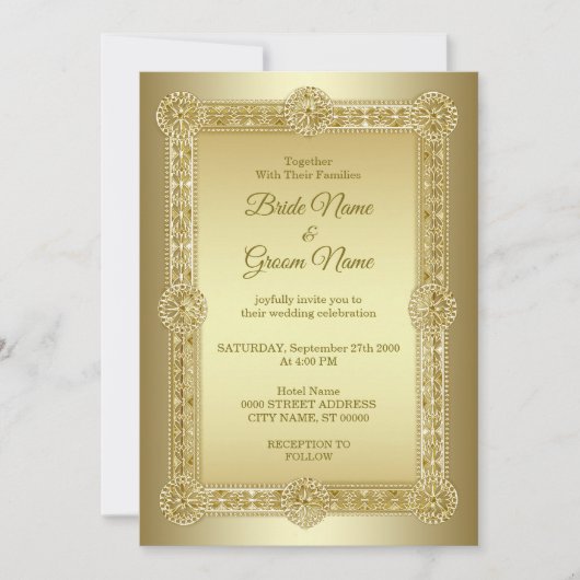 金ゴールド装飾結婚式招待状 招待状 (正面)