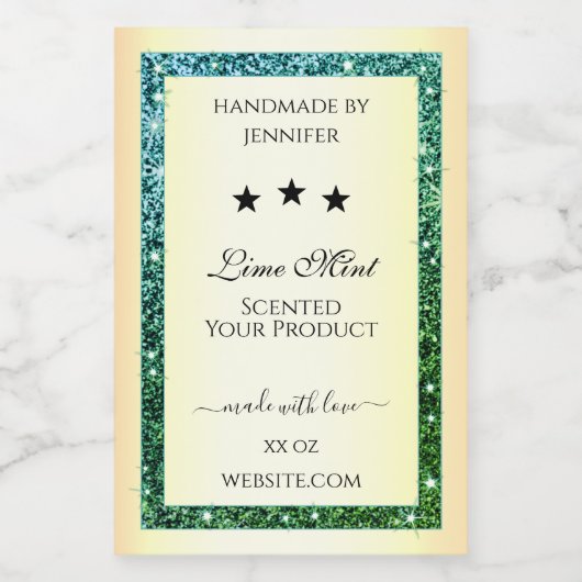 金ゴールド製品パッケージングラベルティール(緑がかった色)緑グリッター フードラベル (シングルラベル)