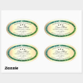 金ゴールド製品パッケージングラベルティール（緑がかった色）緑グリッター 楕円形シール (シート)