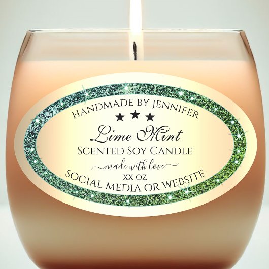 金ゴールド製品パッケージングラベルティール（緑がかった色）緑グリッター 楕円形シール