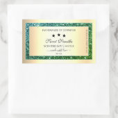 金ゴールド製品パッケージングラベルティール（緑がかった色）緑グリッター 長方形シール (バッグ)