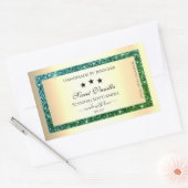 金ゴールド製品パッケージングラベルティール（緑がかった色）緑グリッター 長方形シール (封筒)