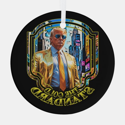 金ゴールド規格 – トランプ大統領2024 ガラスオーナメント (裏面)