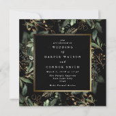 金ゴールド角フォイルフレーム Boho Botanical Eucalyptus |ボホボタニカルユ 招待状 (正面)