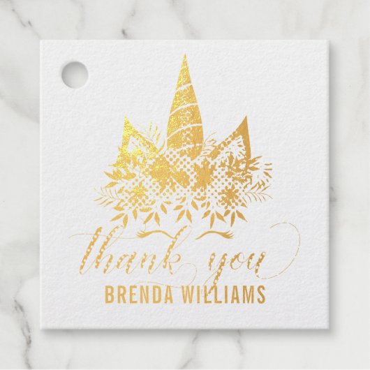 金ゴールド角一角花感謝していタイポグラフィ フェイバータグ (正面)