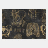 金ゴールド解剖学スケッチオン黒 ラッピングペーパーシート (正面)