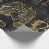 金ゴールド解剖学スケッチオン黒 ラッピングペーパー (角)