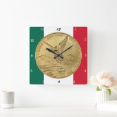 金ゴールド解放硬貨 スクエア壁時計 (ホーム)