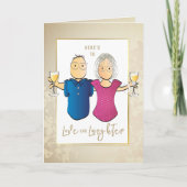 金ゴールド記念日カップル漫画おめでとう カード (正面)