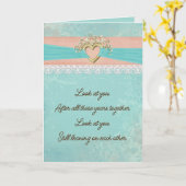 金ゴールド記念日ハートとレース カード (黄色い花)