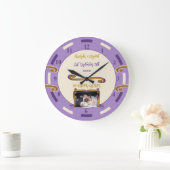 金ゴールド記念日50年フォトパープルの名前を追加 ラージ壁時計 (ホーム)