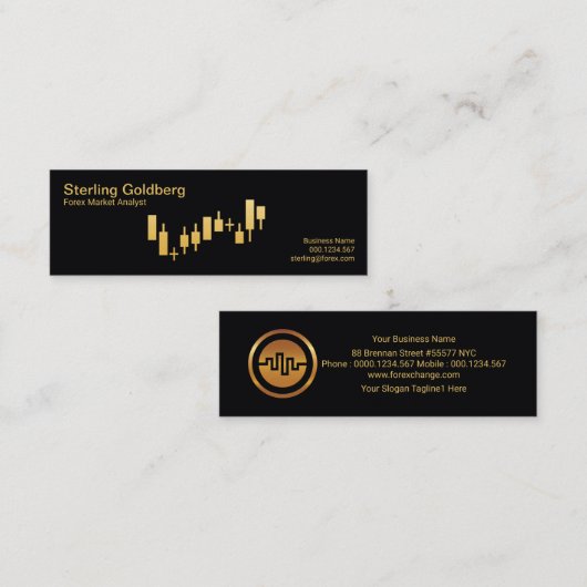 金ゴールド証券フェイク取引のForex Dealerグラフ スキニー名刺 (正面/裏面)
