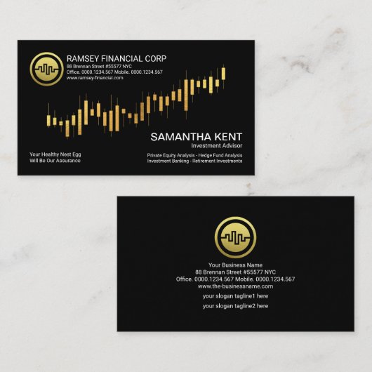 金ゴールド証券取引グラフ財務コンサルタント 名刺 (正面/裏面)