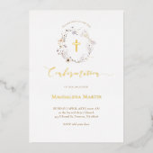 金ゴールド詳細ワイルドフラワーリース確認 箔招待状 (正面)