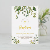 金ゴールド詳細水の色の緑バプテスマ 箔招待状 (立ち正面)