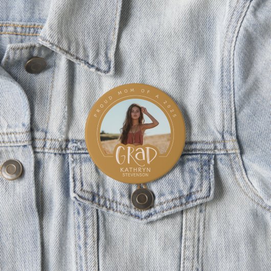 金ゴールド誇りを持ったMom 2025大学院写真ボタン 缶バッジ (インサイチュ)