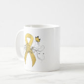 金ゴールド認識度リボンと蝶 コーヒーマグカップ (正面左)
