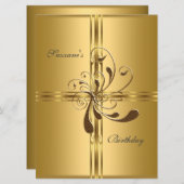 金ゴールド誕生会人気がある 招待状 (正面/裏面)