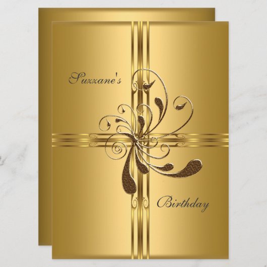 金ゴールド誕生会人気がある 招待状 (正面/裏面)