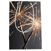 金ゴールド誕生日スパークラーズオングレー ミディアムペーパーバッグ (正面)