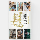 金ゴールド誕生日バルーンフォトハッピーバースデー 横断幕 (縦)