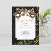 金ゴールド誕生日マスカレードパーティー 招待状 (スタンド正面)