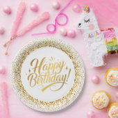 金ゴールド誕生日ラウンド紙プレート ペーパープレート (パーティー)