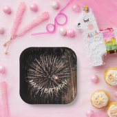 金ゴールド誕生日花火 ペーパープレート (パーティー)