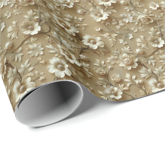 金ゴールド誕生日記念日フローラギフトラッピング ラッピングペーパー (ロールコーナー)