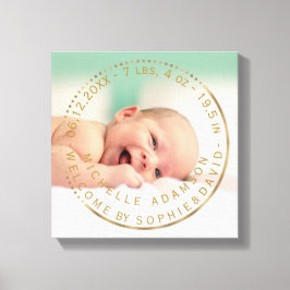 金ゴールド誕生発表Keepsake Gemstone写真 キャンバスプリント