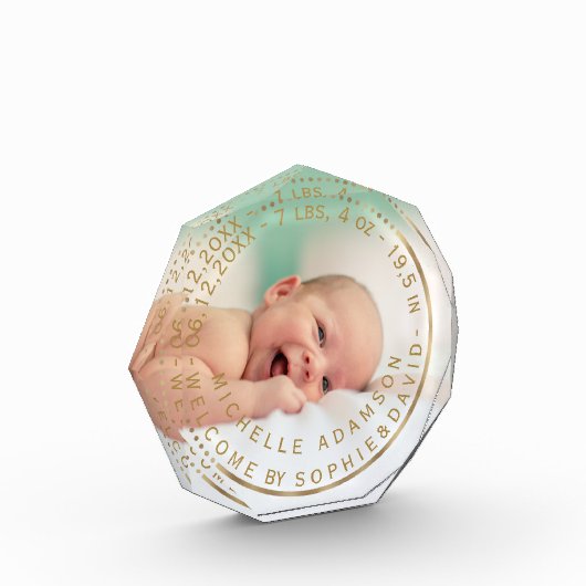 金ゴールド誕生発表Keepsake Gemstone写真 フォトブロック (左)