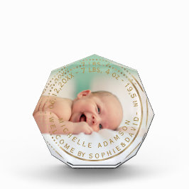 金ゴールド誕生発表Keepsake Gemstone写真 フォトブロック