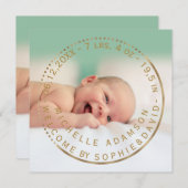 金ゴールド誕生発表Keepsake Gemstone写真 案内状 (正面/裏面)