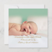 金ゴールド誕生発表Keepsake Gemstone写真 案内状 (裏面)