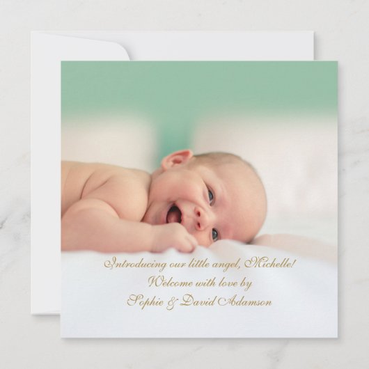 金ゴールド誕生発表Keepsake Gemstone写真 案内状 (裏面)