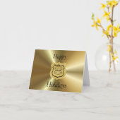 金ゴールド警察バッジまたはシールドクリスマスカード カード (黄色い花)