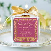 金ゴールド象と蓮結婚の返し贈り物のお願い スクエアシール