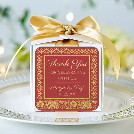 金ゴールド象と蓮結婚の返し贈り物のお願い スクエアシール