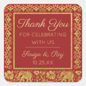 金ゴールド象と蓮結婚の返し贈り物のお願い スクエアシール (正面)