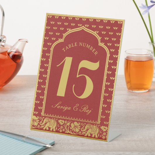 金ゴールド象と蓮結婚花の表番号 台座サイン (インサイチュ)