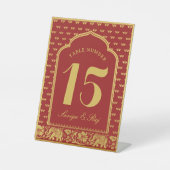 金ゴールド象と蓮結婚花の表番号 台座サイン (正面)