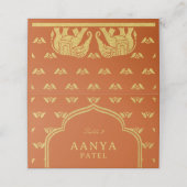 金ゴールド象と蓮結婚花の護衛名 プレイスカード (外部開封)