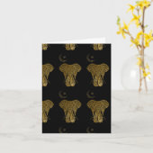 金ゴールド象の黒い背景ギフトカード カード (黄色い花)